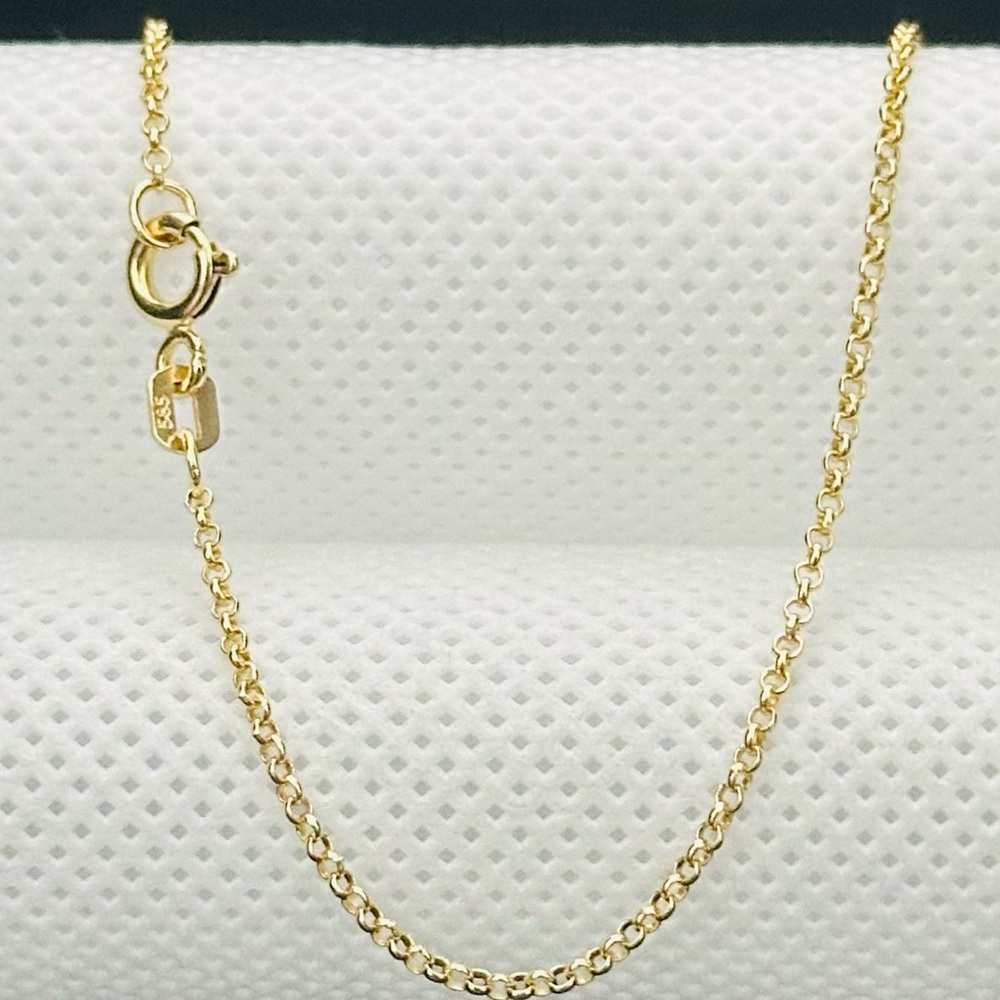 20”1.4mm. Solid 14K Gold Round Rolo Elegant Unisex Chain Necklace